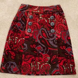 Velvet retro vintage print skirt size 2